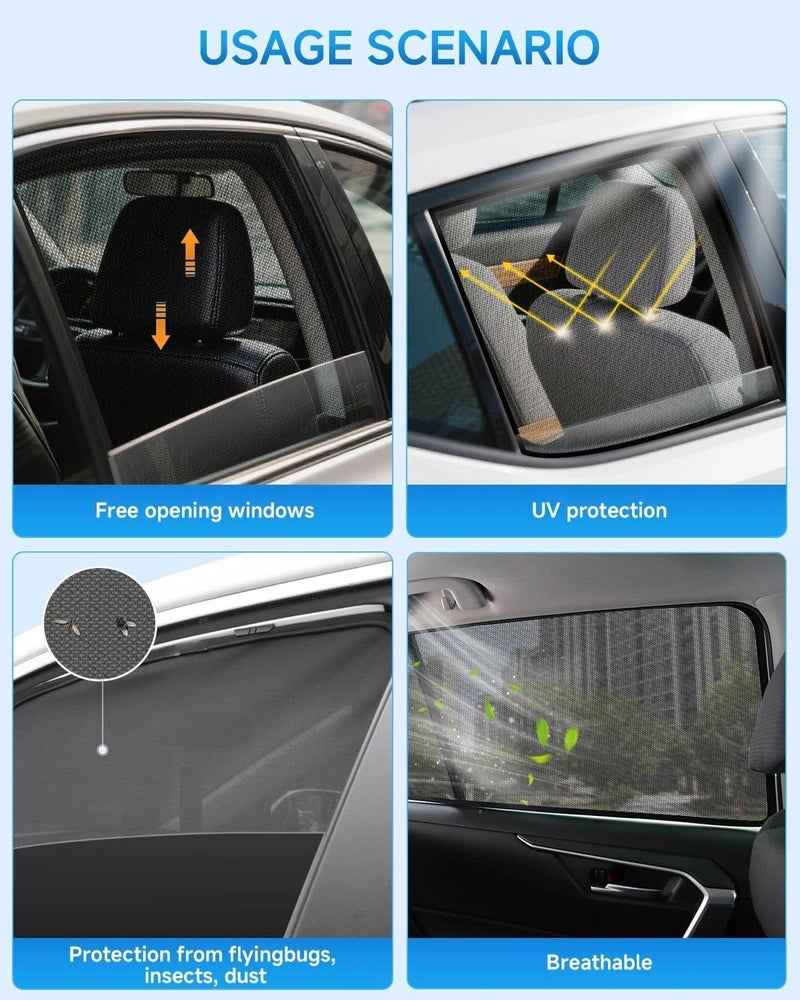 RSACET Car Window Shades for Toyota-Camry(2018-2024),2-Pack Rear Window Sun Shades for Baby – Breathable Mesh, UV & Heat Blocker, Privacy Protection for Camping, Travel, Sleep & Nursing - Image 5